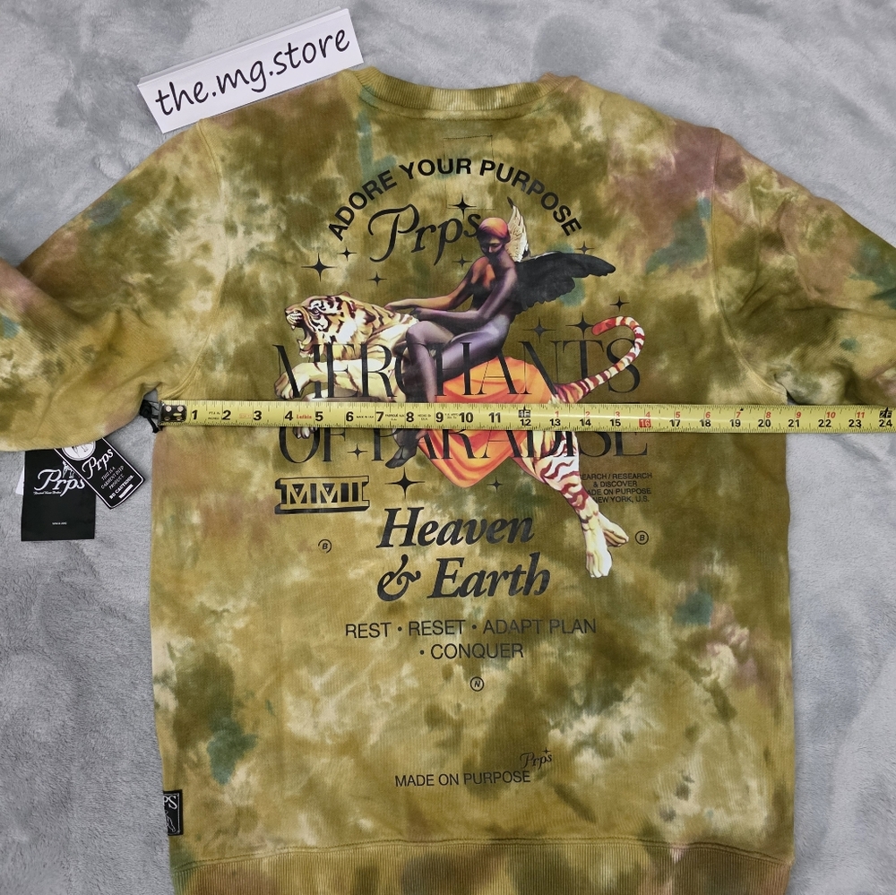 Prps Crewneck Top Tie-Dye Olive Twist Multicolor Graphic Sweatshirt Men's Sz M - Picture 4 of 10